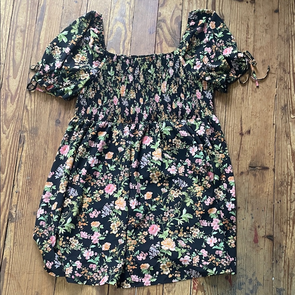 SHEIN Black Floral Mini Dress